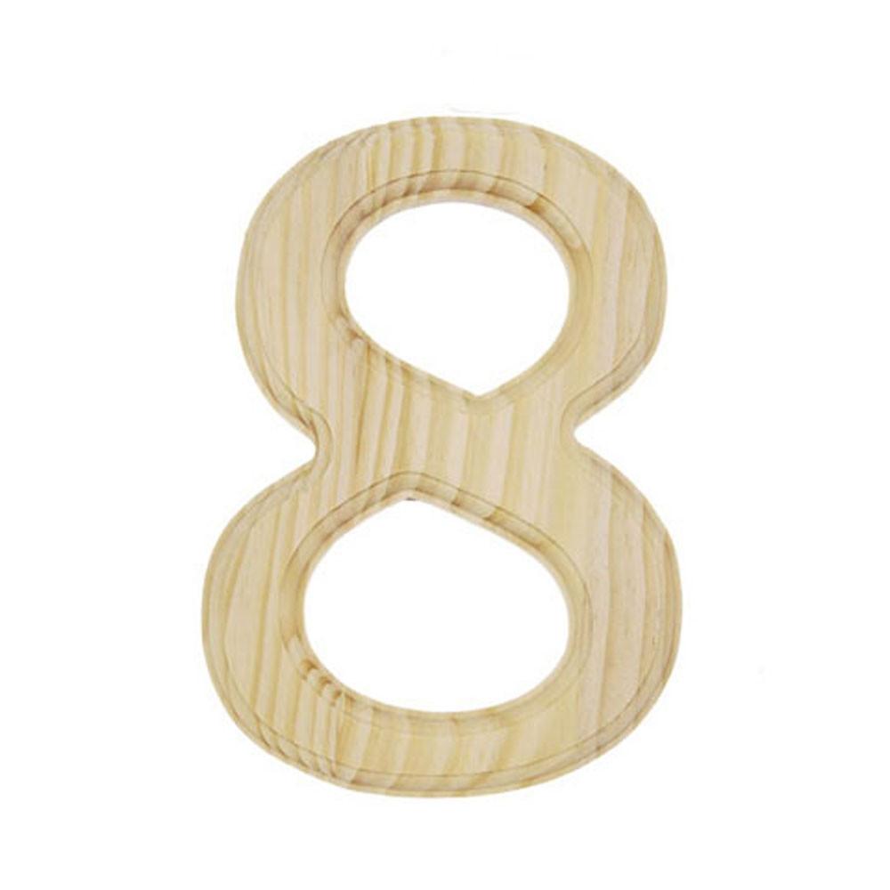Wood Unfinished Unpainted Wooden Number 8 (Eight) 6 Inches in Beige color