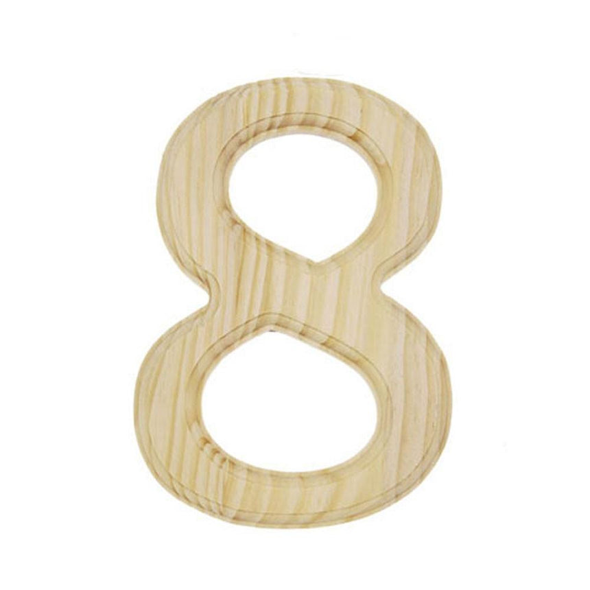 Unfinished Unpainted Wooden Number 8 (Eight) 6 Inches in Beige color