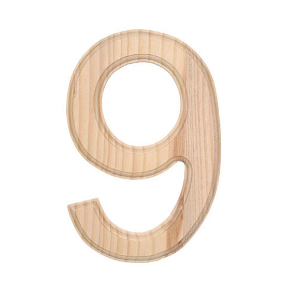 Unfinished Wooden Number 9 (Nine) 6 Inches in Beige color,  shape