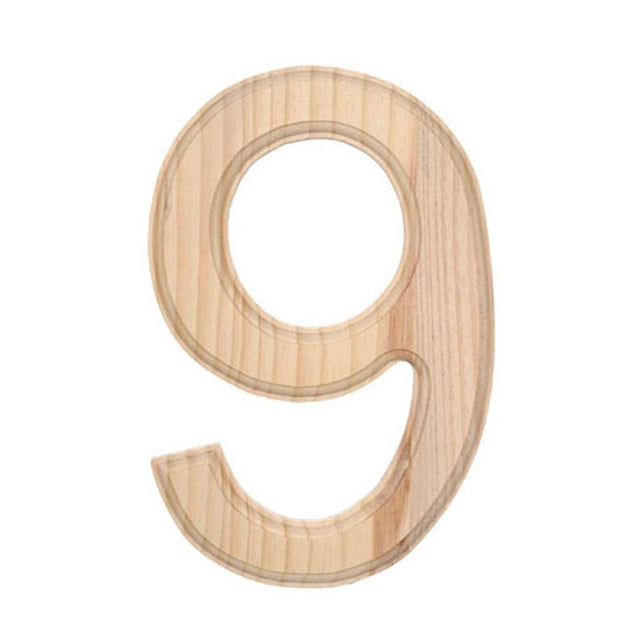 Unfinished Wooden Number 9 (Nine) 6 Inches in Beige color