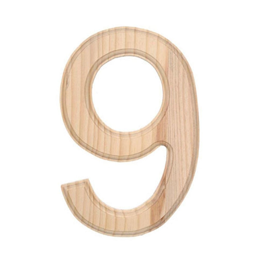 Unfinished Wooden Number 9 (Nine) 6 Inches in Beige color