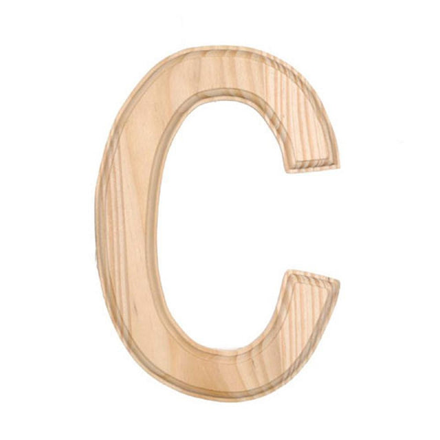 Unfinished Unpainted Wooden Letter C (6 Inches) in Beige color,  shape