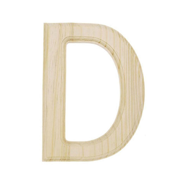 Unfinished Unpainted Wooden Letter D (6 Inches) in Beige color,  shape