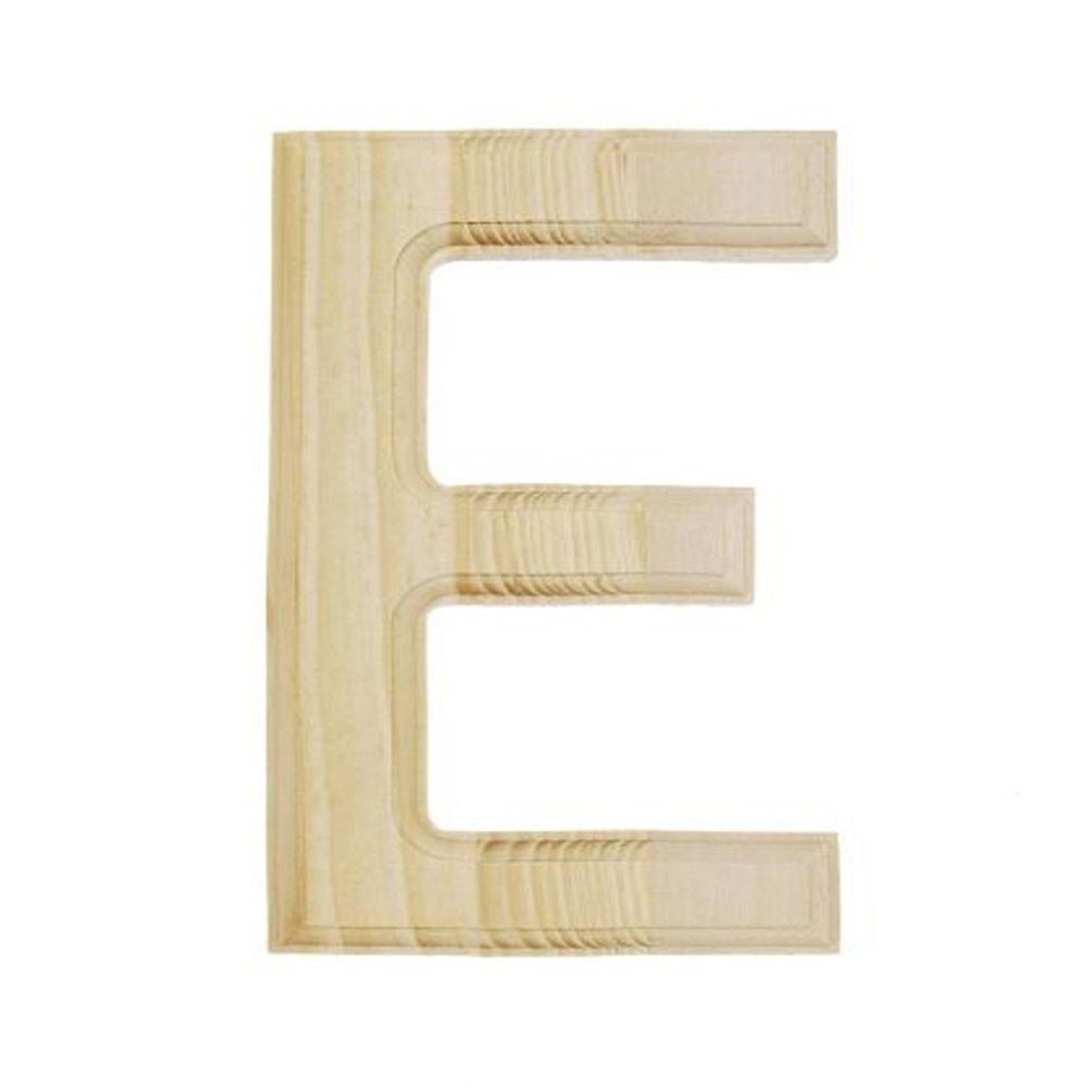 Unfinished Unpainted Wooden Letter E (6 Inches) in Beige color,  shape