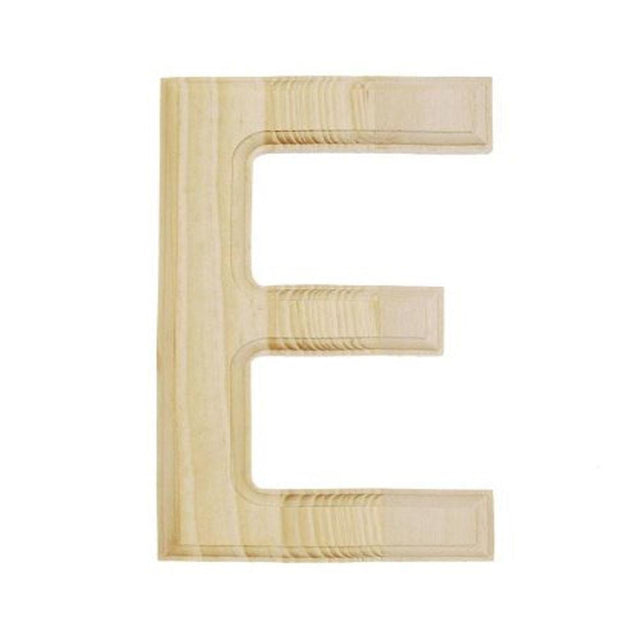 Unfinished Unpainted Wooden Letter E (6 Inches) in Beige color