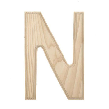 Unfinished Unpainted Wooden Letter N (6 Inches) in Beige color,  shape