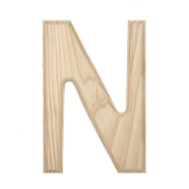 Unfinished Unpainted Wooden Letter N (6 Inches) in Beige color