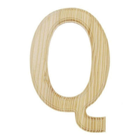 Unfinished Unpainted Wooden Letter Q (6 Inches) in Beige color,  shape