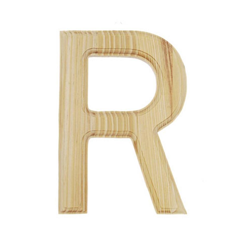 Unfinished Unpainted Wooden Letter R (6 Inches) in Beige color,  shape