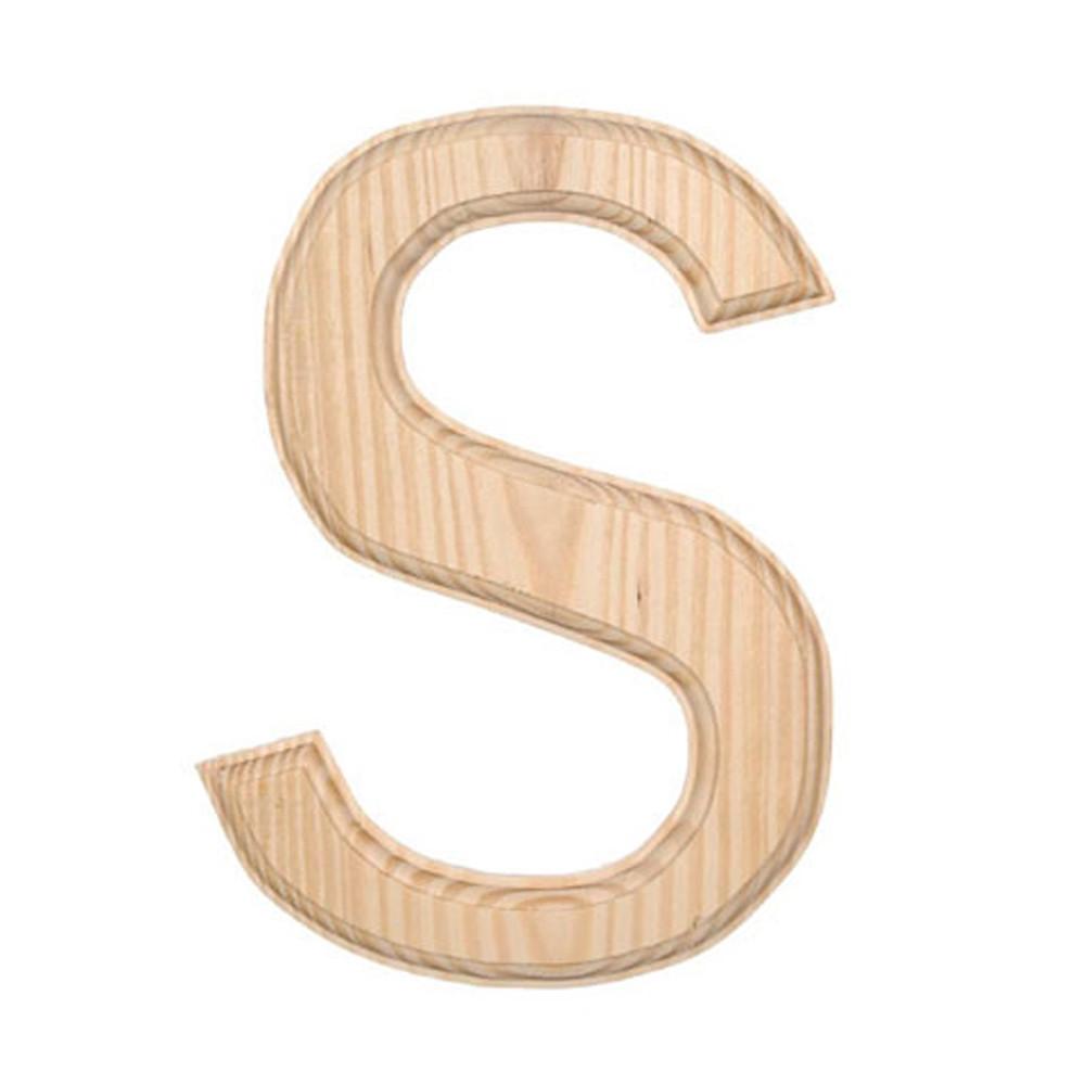 Unfinished Unpainted Wooden Letter S (6 Inches) in Beige color,  shape