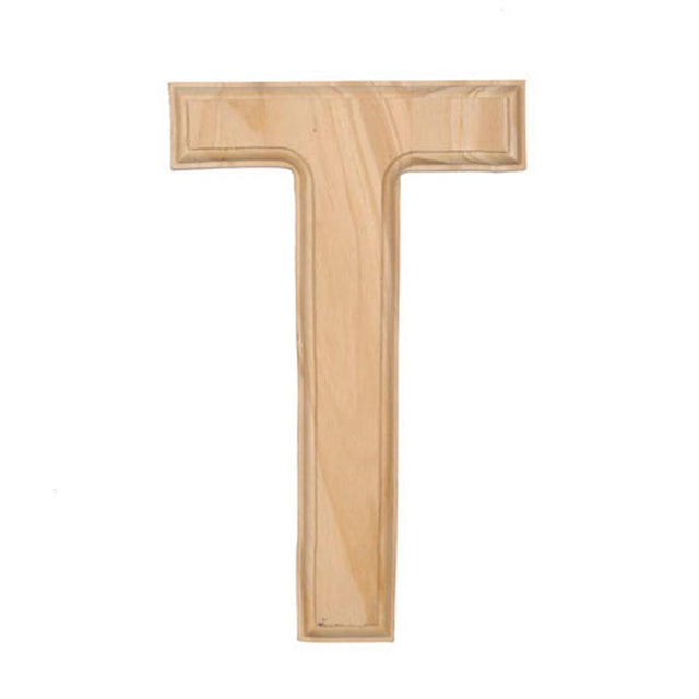 Unfinished Unpainted Wooden Letter T (6 Inches) in Beige color,  shape