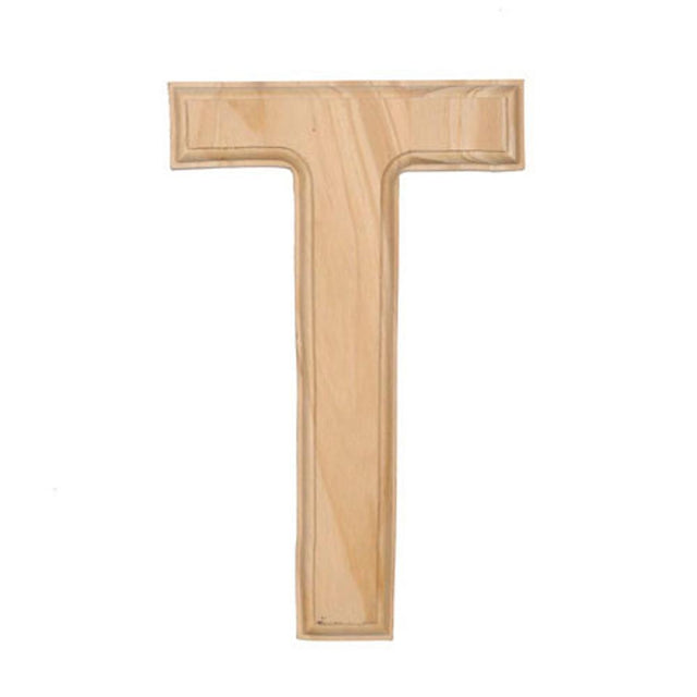 Unfinished Unpainted Wooden Letter T (6 Inches) in Beige color