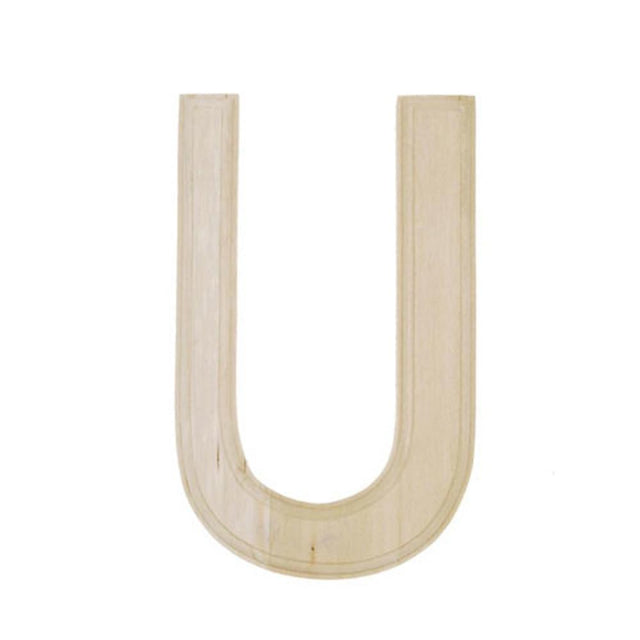 Unfinished Unpainted Wooden Letter U (6 Inches) in Beige color,  shape