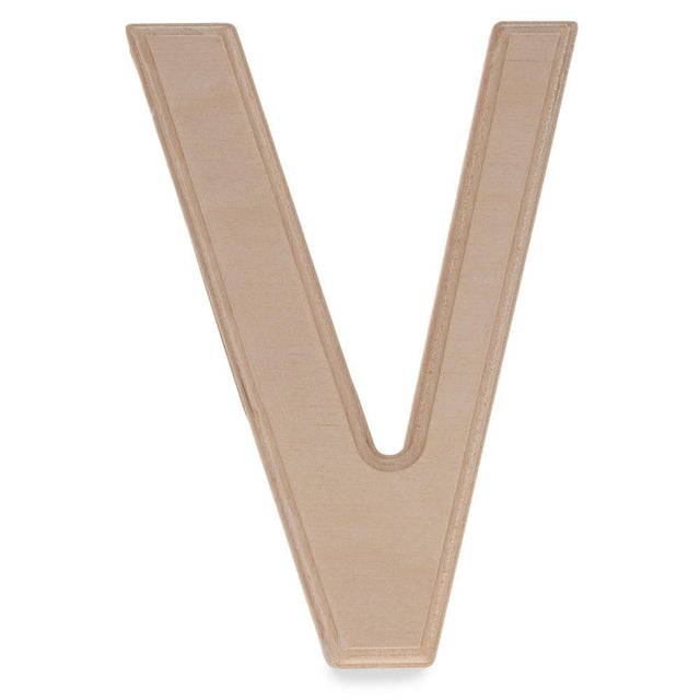 Unfinished Unpainted Wooden Letter V (6 Inches) in Beige color,  shape