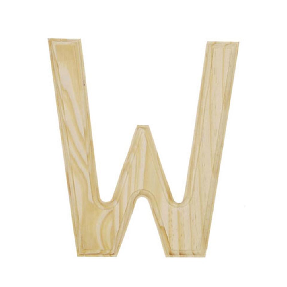 Unfinished Unpainted Wooden Letter W (6 Inches) in Beige color,  shape