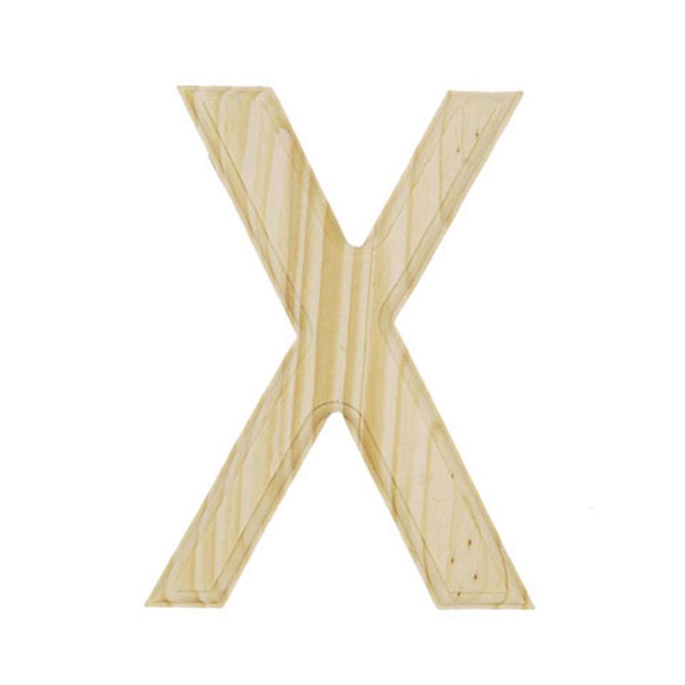 Unfinished Unpainted Wooden Letter X (6 Inches) in Beige color,  shape
