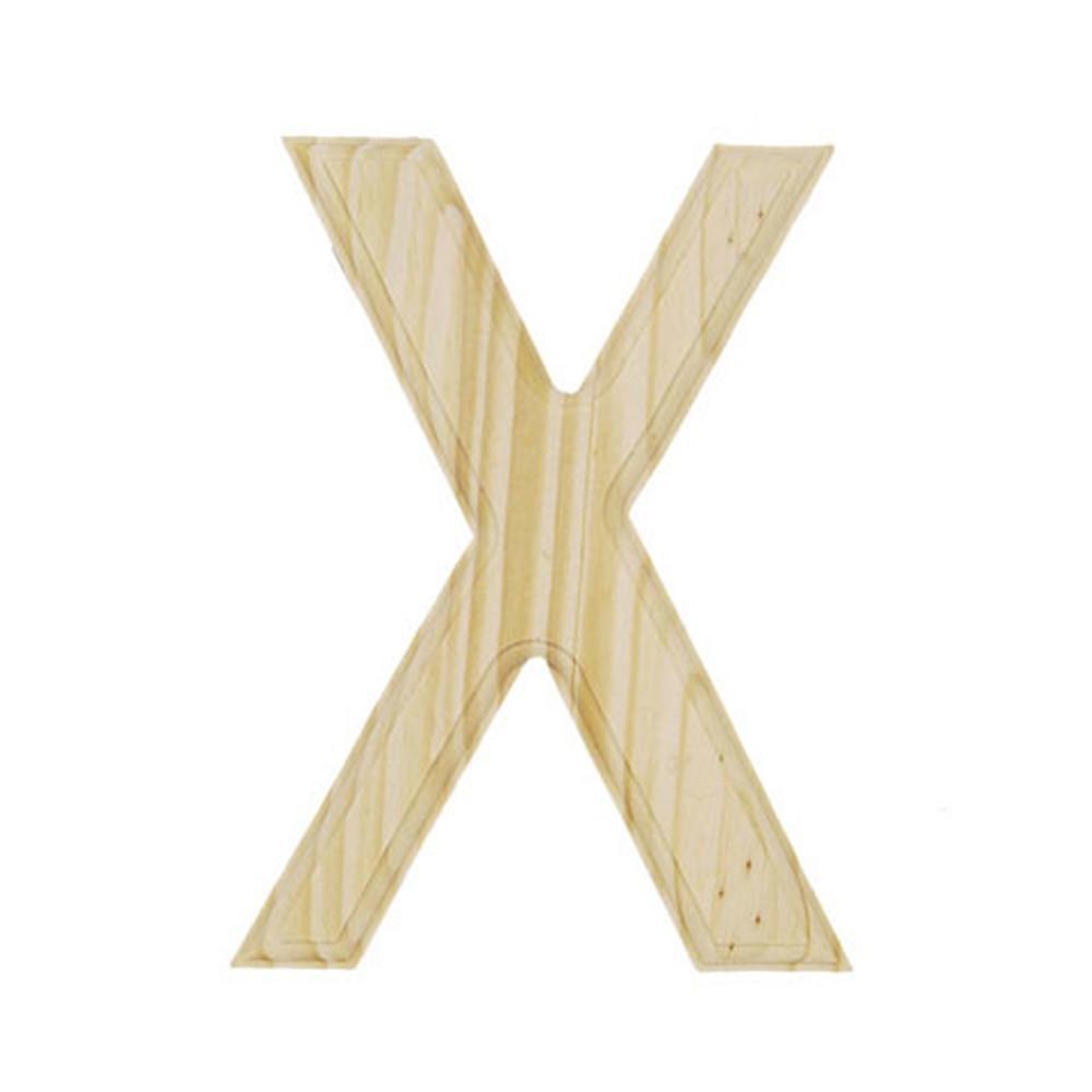 Unfinished Unpainted Wooden Letter X (6 Inches) in Beige color