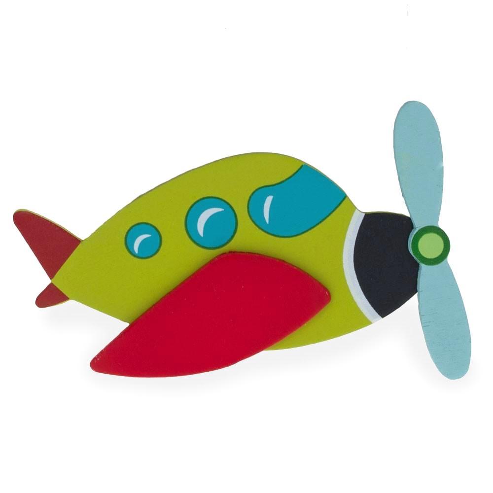 Painted Finished Wooden Airplane Shape Cutout DIY Craft 4.75 Inches in Multi color,  shape