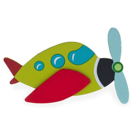Painted Finished Wooden Airplane Shape Cutout DIY Craft 4.75 Inches in Multi color