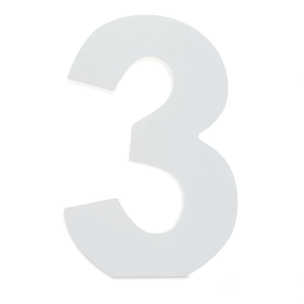 Wood Courier Font White Color Wooden Number 3 (6 Inches) in White color