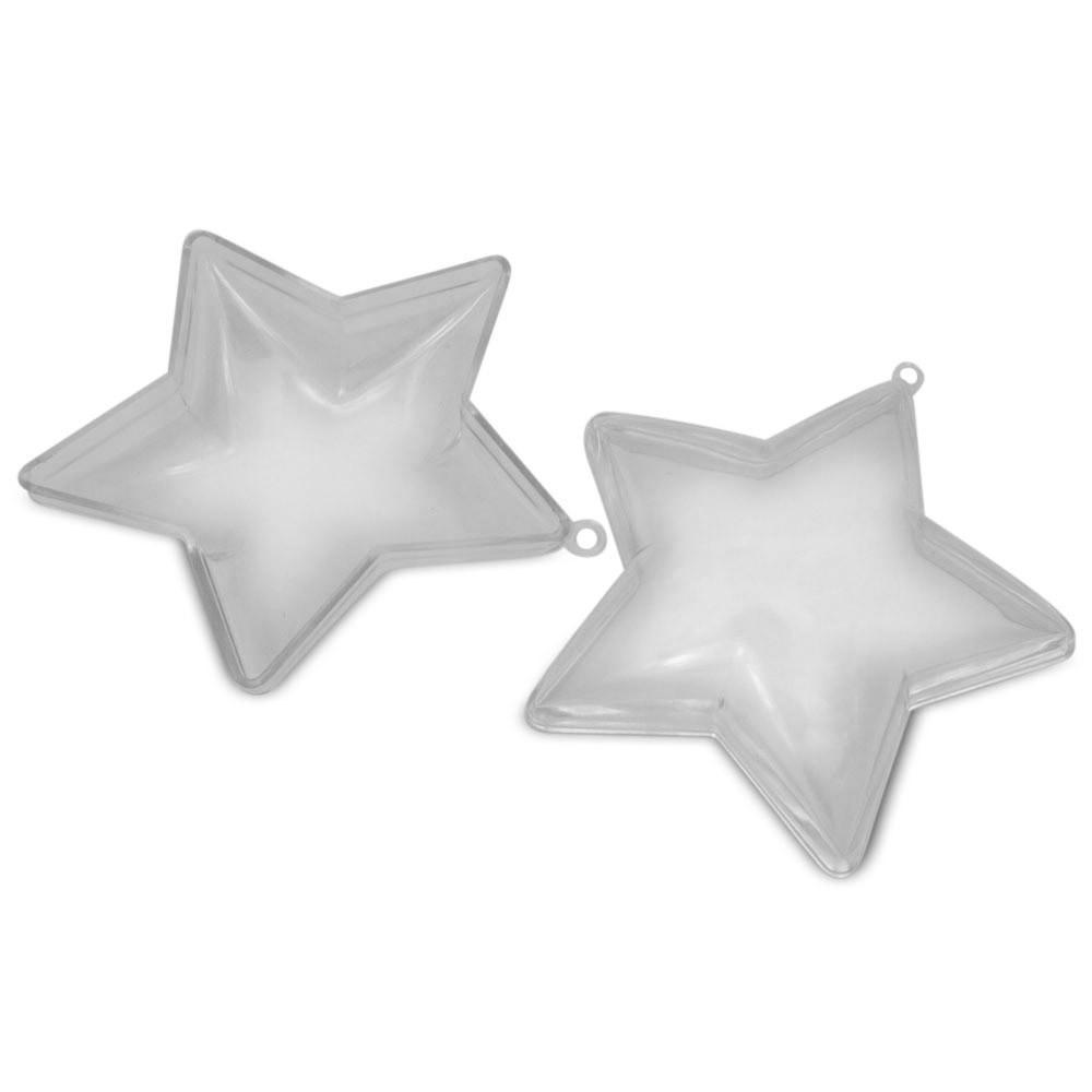 Set of 3 Openable Fillable Clear Plastic Star Christmas Ornaments DIY Craft 3.5 Inches
