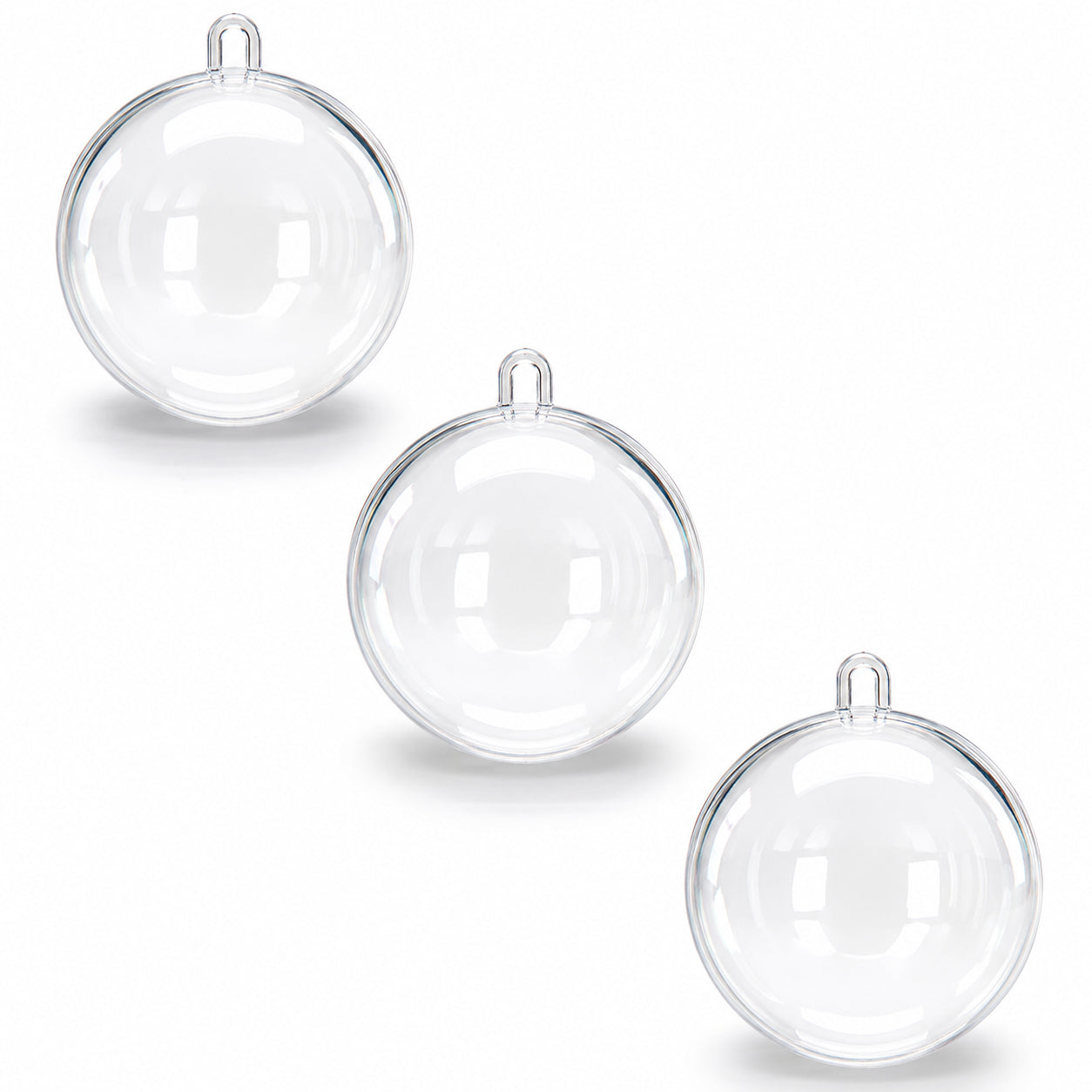 2.36-Inch Clear Plastic Fillable Christmas Ball Ornaments for DIY Crafts: Set of 3 in Clear color Round