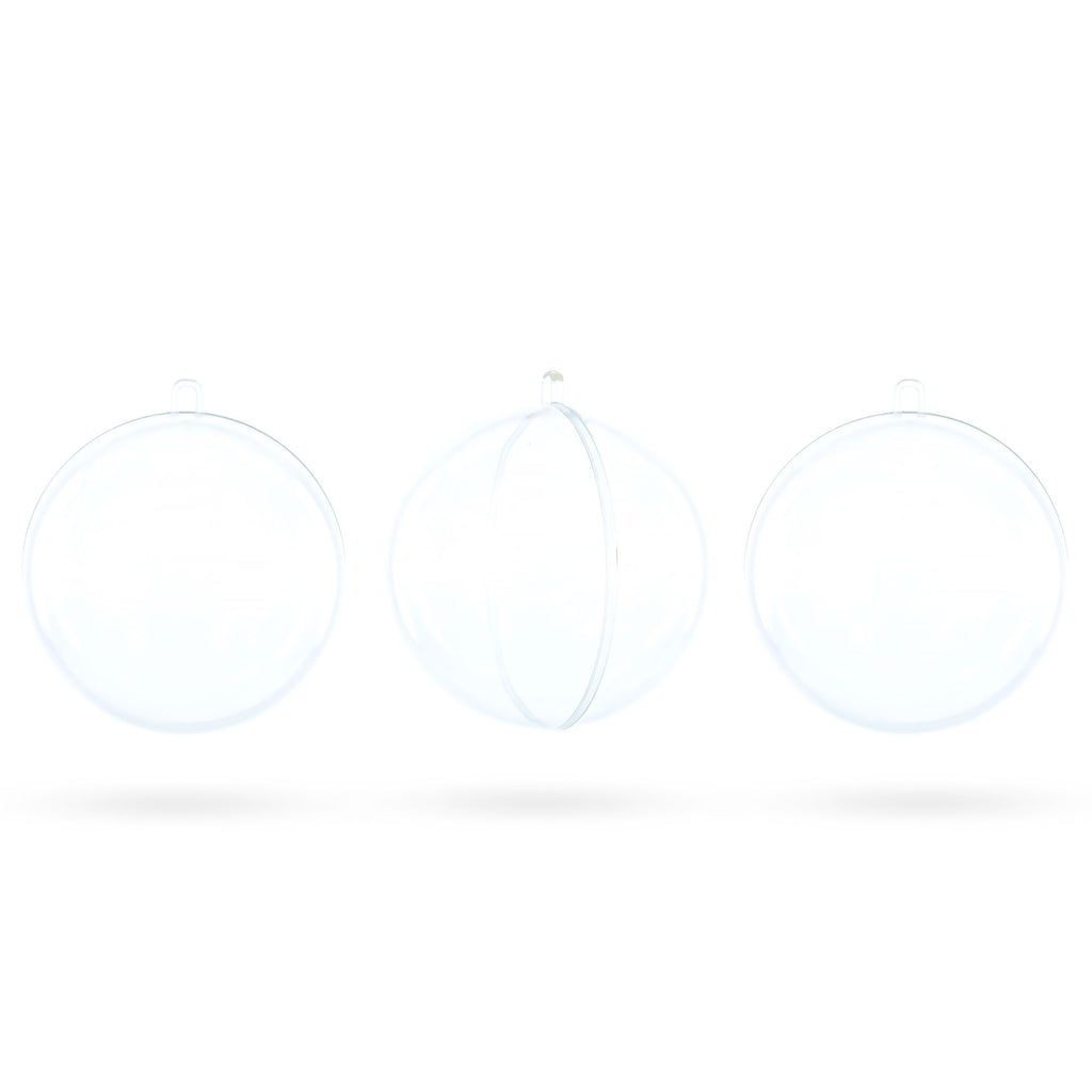 Set of 3 Openable Fillable Clear Plastic Ball Christmas Ornaments DIY Craft 4 Inches in Clear color Round