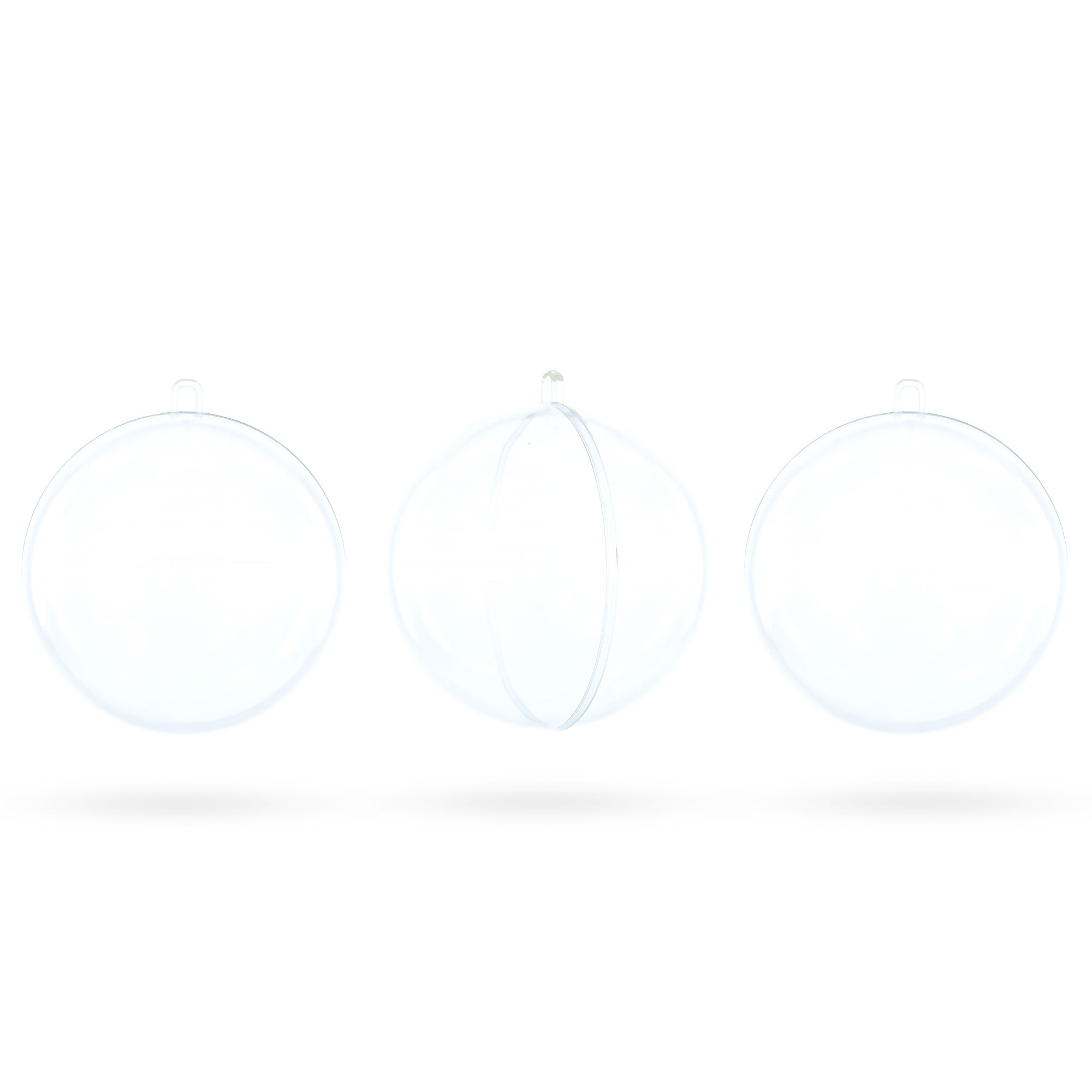 Set of 3 Openable Fillable Clear Plastic Ball Christmas Ornaments DIY Craft 4 Inches in Clear color Round