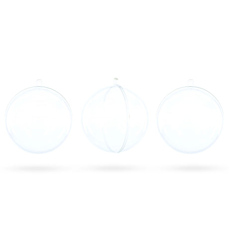 Set of 3 Openable Fillable Clear Plastic Ball Christmas Ornaments DIY Craft 4 Inches in Clear color Round