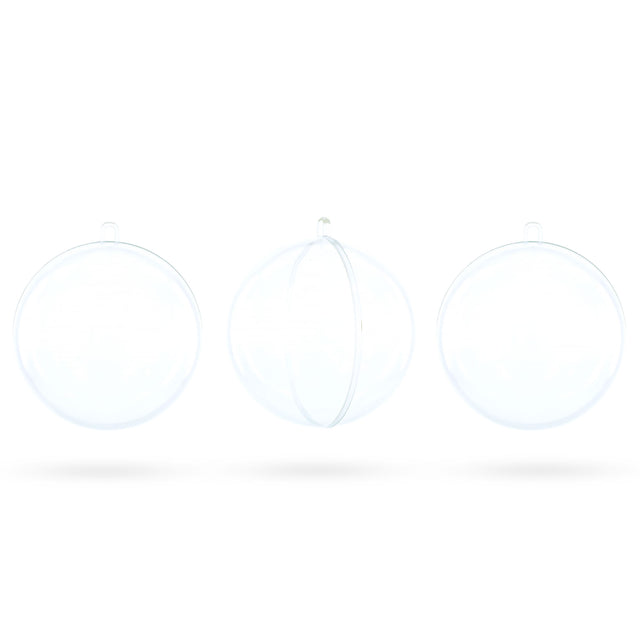 Set of 3 Openable Fillable Clear Plastic Ball Christmas Ornaments DIY Craft 4 Inches in Clear color Round