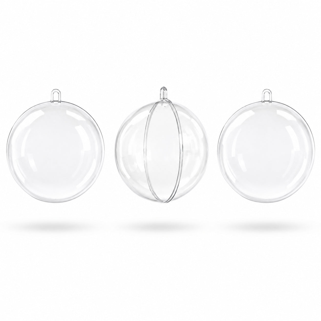 Set of 3 Openable Fillable Clear Plastic Ball Christmas Ornaments DIY Craft 4 Inches in Clear color Round