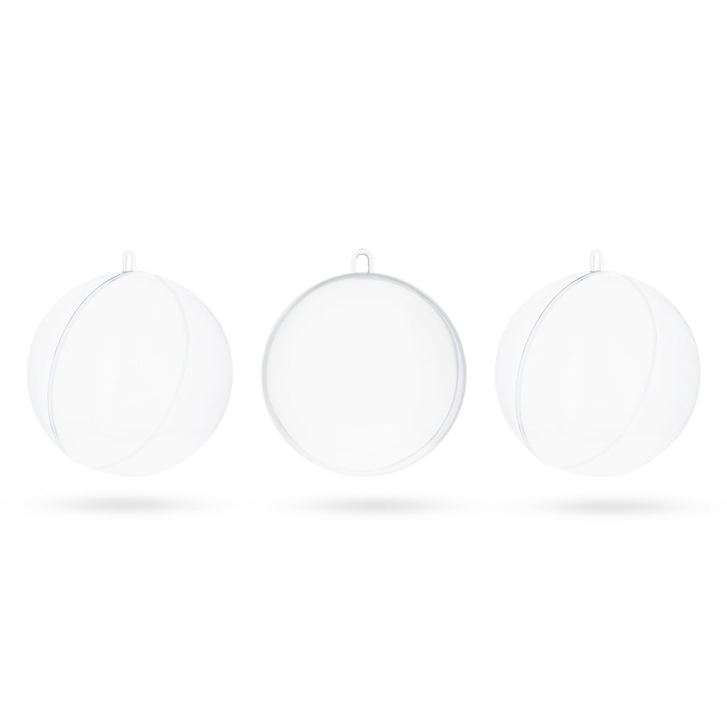 2.36-Inch Clear Plastic Fillable Christmas Ball Ornaments for DIY Crafts: Set of 3 in Clear color Round