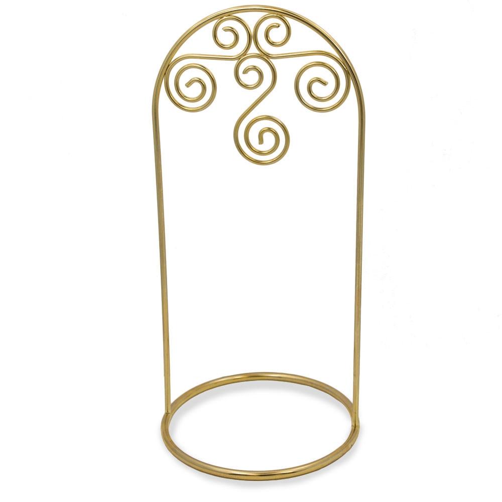 Gold Tone Metal Swirl Arch Ornament Stand Display 7.75 Inches in Gold color