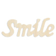 Unfinished Unpainted Word "Smile" Sign Cutout DIY Craft 7.25 Inches in Beige color