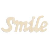 Unfinished Unpainted Word "Smile" Sign Cutout DIY Craft 7.25 Inches in Beige color