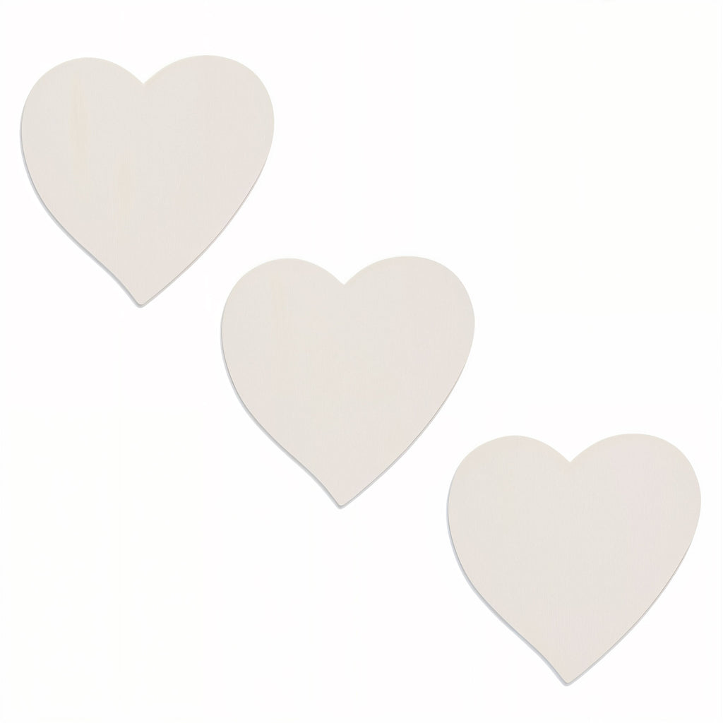 4.75-Inch Unfinished Wooden Heart Cutouts for DIY Crafts: Set of 3 in Beige color Heart