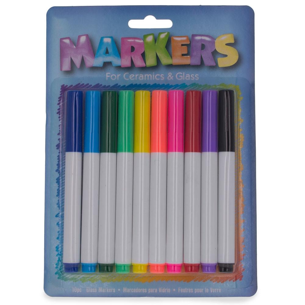 Set of 10 Non-Toxic Markers for Ceramics & Glass in Multi color