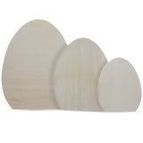 Wood Set of 3 Unfinished Unpainted Wooden Easter Egg Shapes Cutouts DIY Craft 10 Inches in Beige color Oval