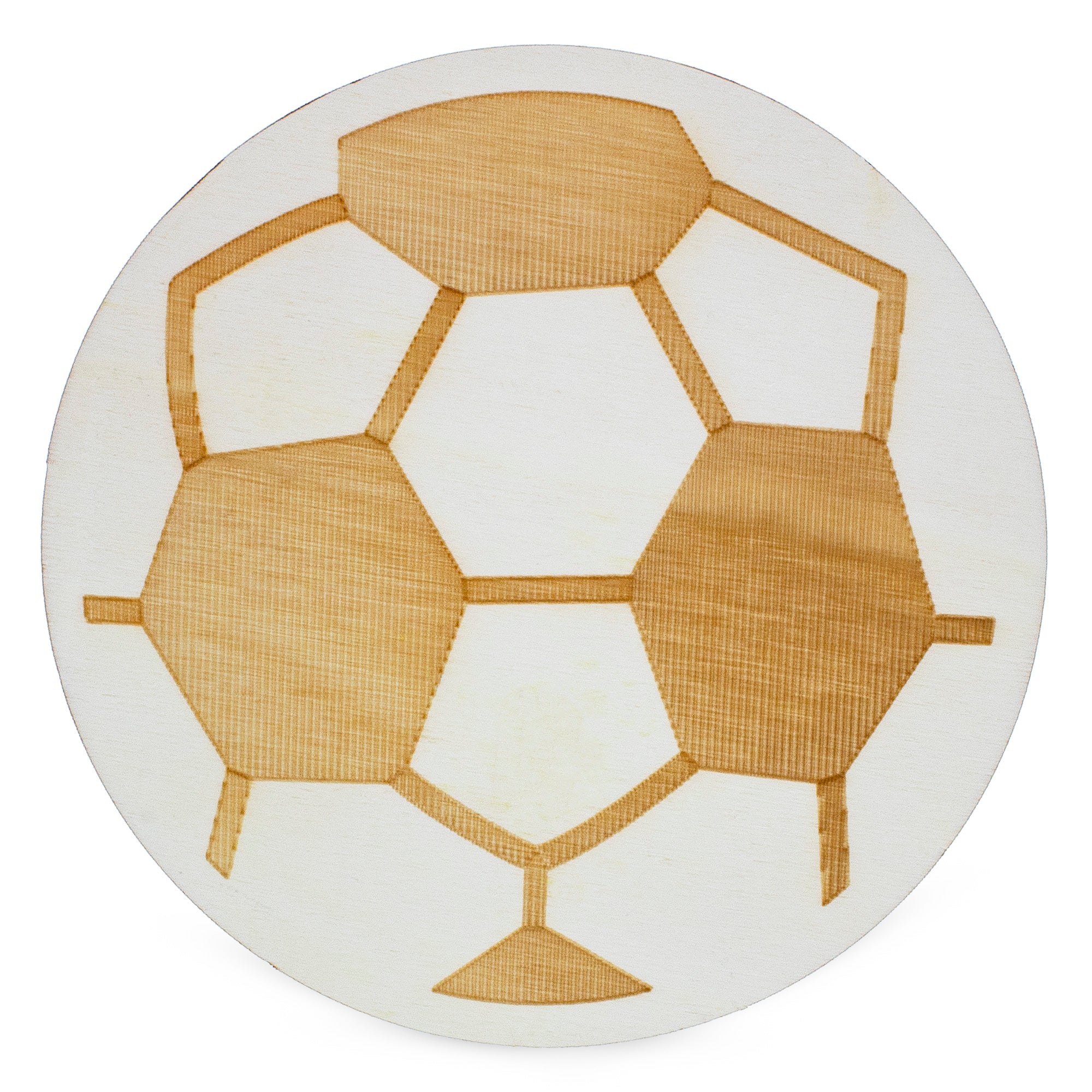 Unfinished Unpainted Wooden Soccer Ball Shape Cutout DIY Craft 4.2 Inches in Beige color Round