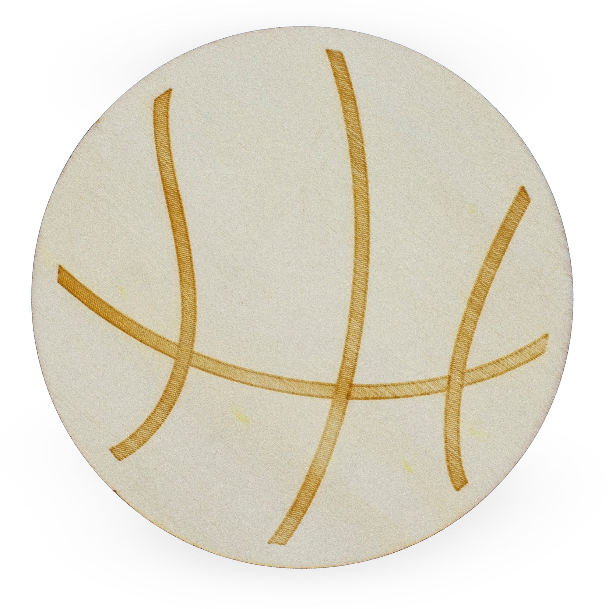 Unfinished Unpainted Wooden Basketball Shape Cutout DIY Craft 4.2 Inches in Beige color Round