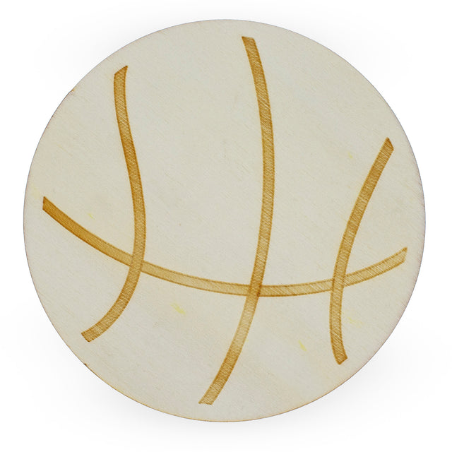 Unfinished Unpainted Wooden Basketball Shape Cutout DIY Craft 4.2 Inches in Beige color Round