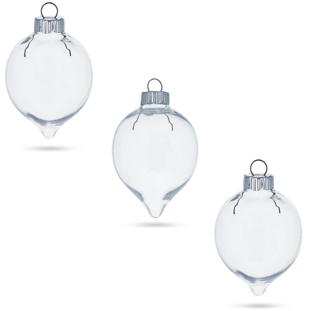 Set of 3 Clear Plastic Water Drop Christmas Ornaments 3.94 Inches in Clear color, Round shape