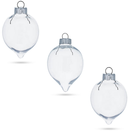 Set of 3 Clear Plastic Water Drop Christmas Ornaments 3.94 Inches in Clear color Round