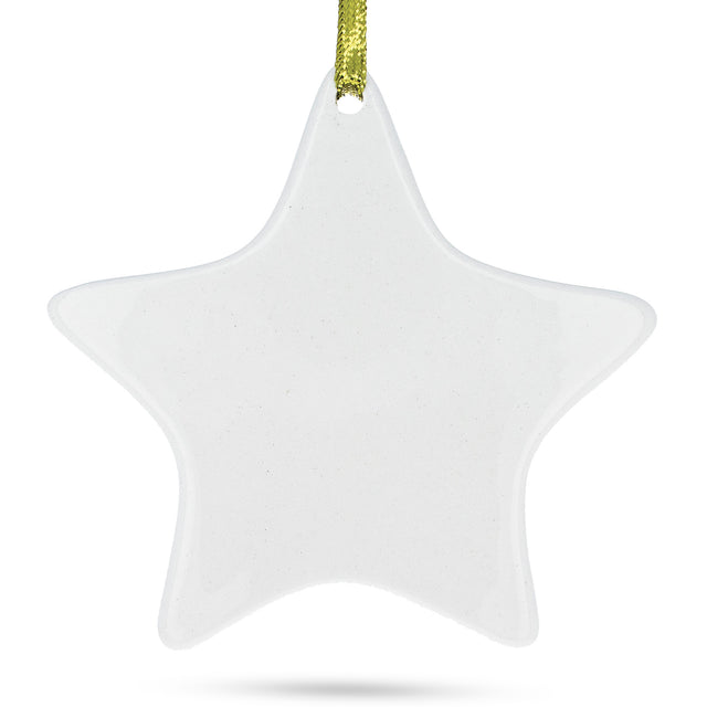 4.3-Inch Ceramic White Star Christmas Ornament in White color, Star shape