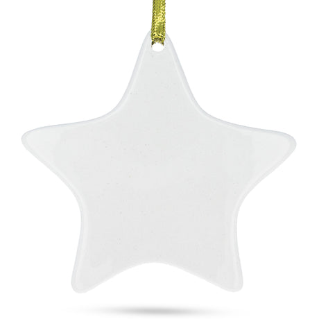 Ceramic 4.3-Inch Ceramic White Star Christmas Ornament in White color Star