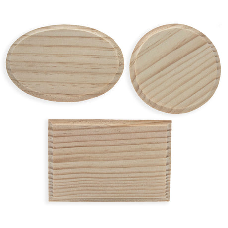 Set of 3 Unfinished Unpainted Wooden Cutouts DIY Craft Shapes 5.15 Inches in Beige color