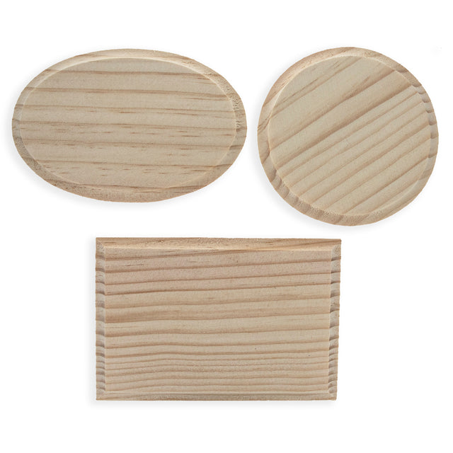 Set of 3 Unfinished Unpainted Wooden Cutouts DIY Craft Shapes 5.15 Inches in Beige color