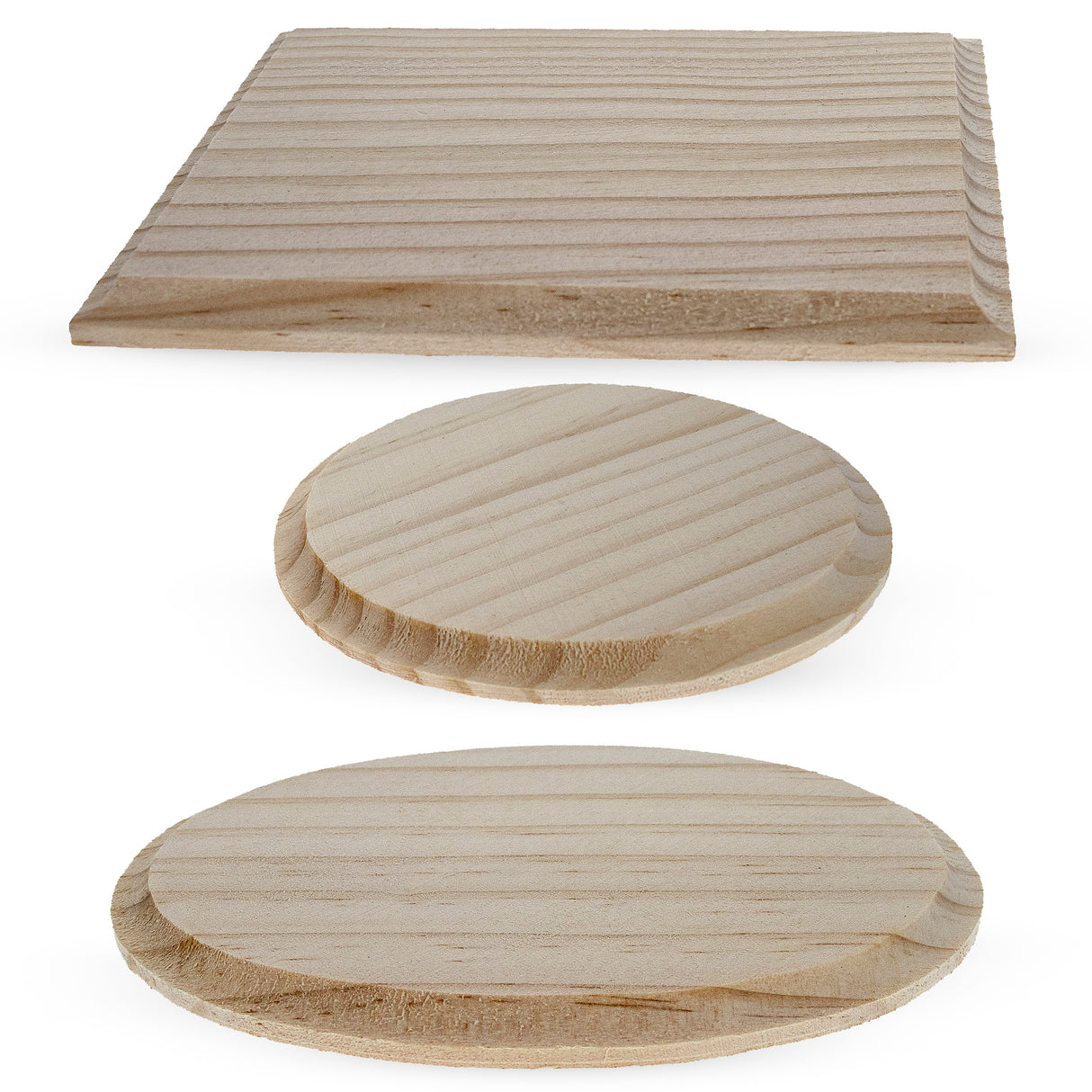 Set of 3 Unfinished Unpainted Wooden Cutouts DIY Craft Shapes 5.15 Inches in Beige color,  shape