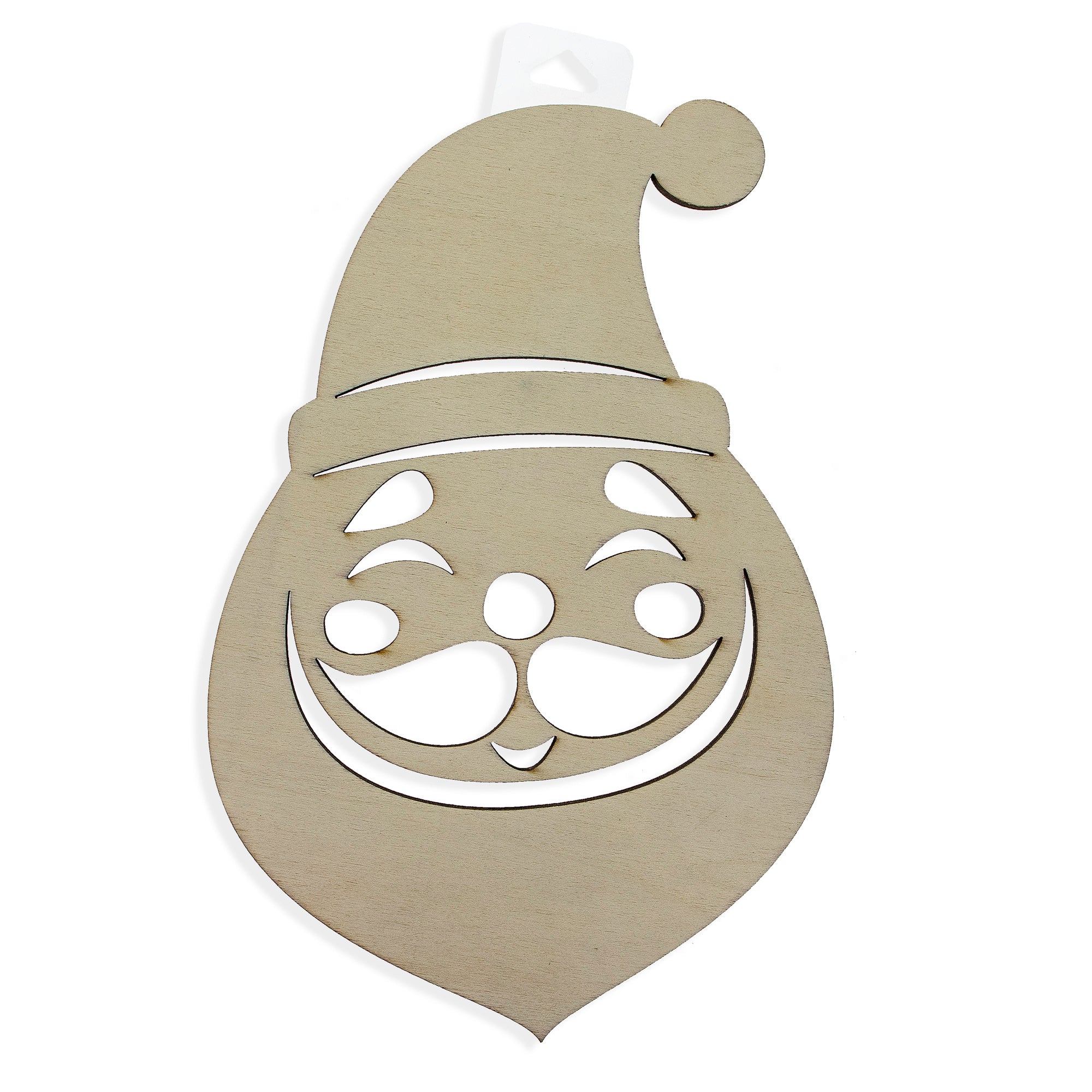 Unfinished Wooden Santa Head Shape Cutout DIY Craft 9 Inches in Beige color