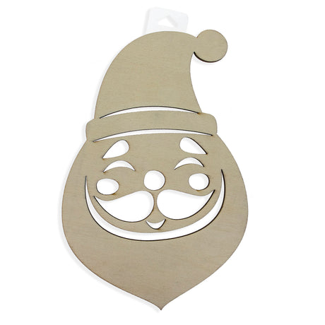 Unfinished Wooden Santa Head Shape Cutout DIY Craft 9 Inches in Beige color